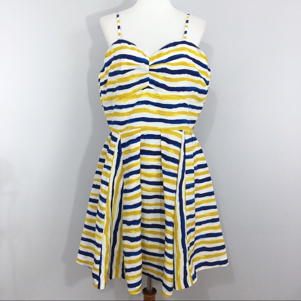 Jack by BB Dakota Lund Striped Watercolor Dress L - Picture 2 of 8